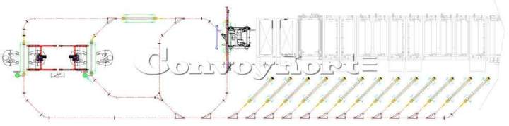 Example of an overhead material handling system: